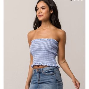 Tillys Blue Gingham Tube Top